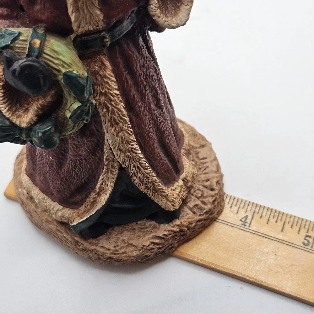 Vintage Hand Crafted‎ Santa Claus Figurine Teddy Bear Wreath Christmas Decor